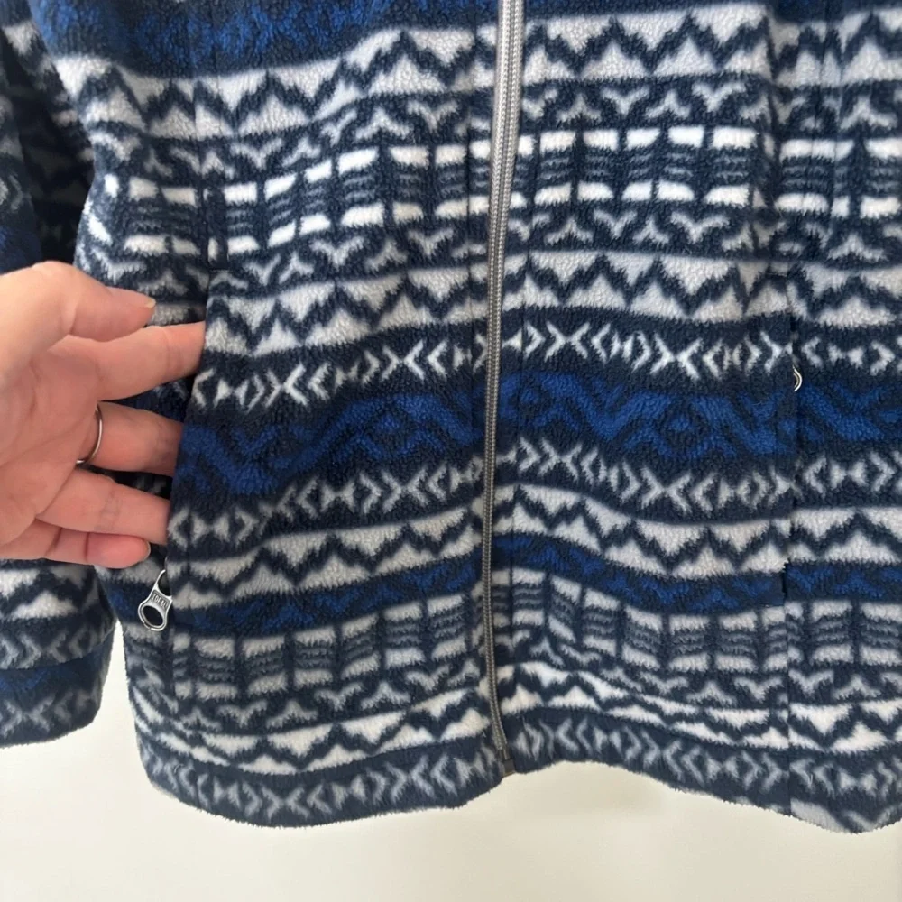 Columbia kids Blue & Navy Aztec Nordic Patterned Fleece zip Jacket XS 6/7